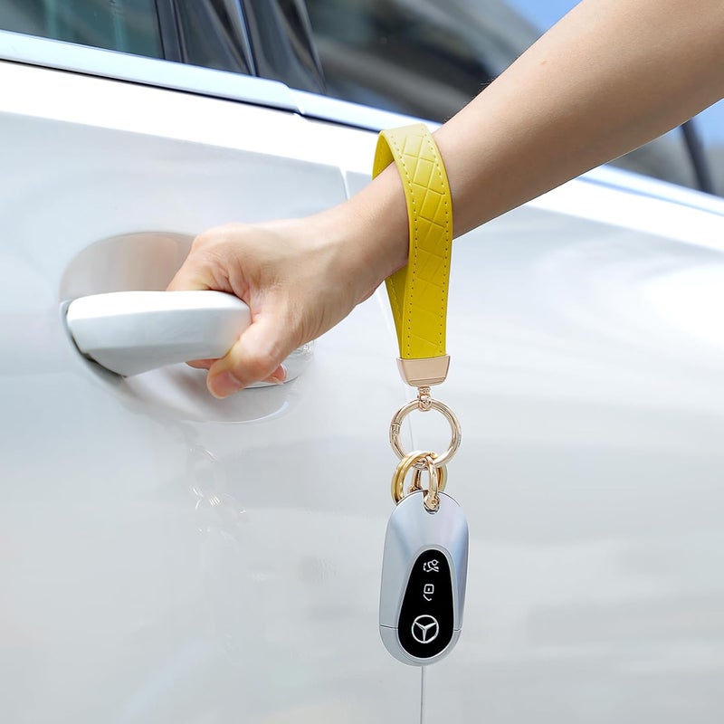 Weixiltc Leather Wristlet Keychain, Car Key Chain Holder with 2 Key Ring & Anti-Lost D Ring, Key Fob Wristband for Women - Image 4